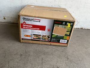 lot 9 image: Royal Gourmet 24 inch Black Charcoal Grill Outdoor Smoker with Side Tables