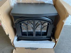 lot 19 image: e-Flame USA 28 inch Black XL Denali Portable Freestanding Electric Fireplace Stove