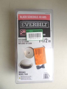 lot 304 image: Everbilt Easy Touch 1-12 in. Schedule 40 Black ABS Pipe Bath Waste and Overflow Drain in Brushed Nickel