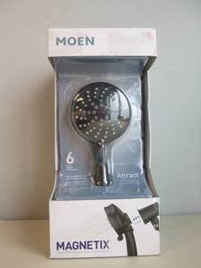 lot 302 image: Moen Attract with Magnetix 6-Spray 3.75 in. Single Wall Mount Handheld Adjustable Shower Head in Matte Black