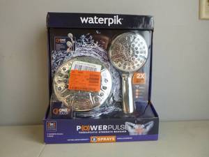 lot 303 image: Waterpik 8-Spray Patterns with 1.8 GPM 6.25 in. Wall Mount Dual Shower Head and Handheld Shower Head in Chrome