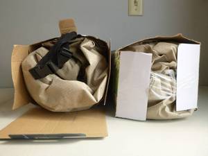 lot 312 image: Hampton Bay Set of Two Beige 2-In-1 Patio Furniture Loveseat and Sofa Covers