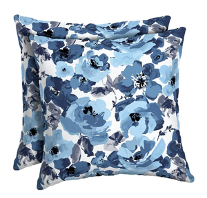 lot 311 image: LOT OF 3 Outdoor Patio Throw Pillows in Navy Blue and Floral Print