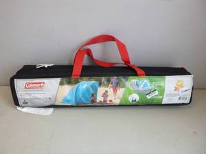 lot 333 image: Coleman 7 x 4 ft. Blue Outdoor Compact Beach Canopy Sun Shade