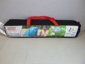lot 335 image: Coleman 7 x 4 ft. Blue Outdoor Compact Beach Canopy Sun Shade