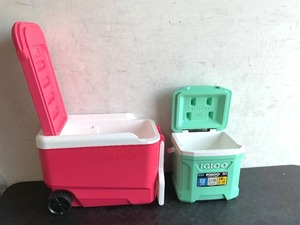 lot 143 image: LOT OF 2 Igloo Coolers - Watermelon 38 qt. Wheelie and Mint Latitude 16 qt. Roller