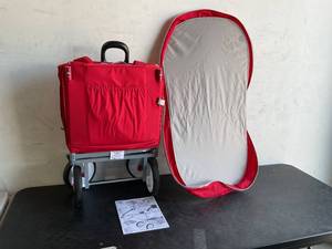 lot 145 image: Radio Flyer 3-in-1 Red EZ Fold Wagon with Canopy