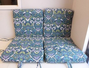 lot 354 image: Set of Two Arden Selections 20 x 44 in. Sapphire Aurora Damask High Back Dining Chair Cushion