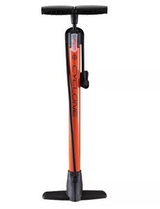 lot 158 image: LOT OF 4 - Schwinn Cyclone Orange Tire Floor Pump and 3- Intex Double Quick III Hand Pump