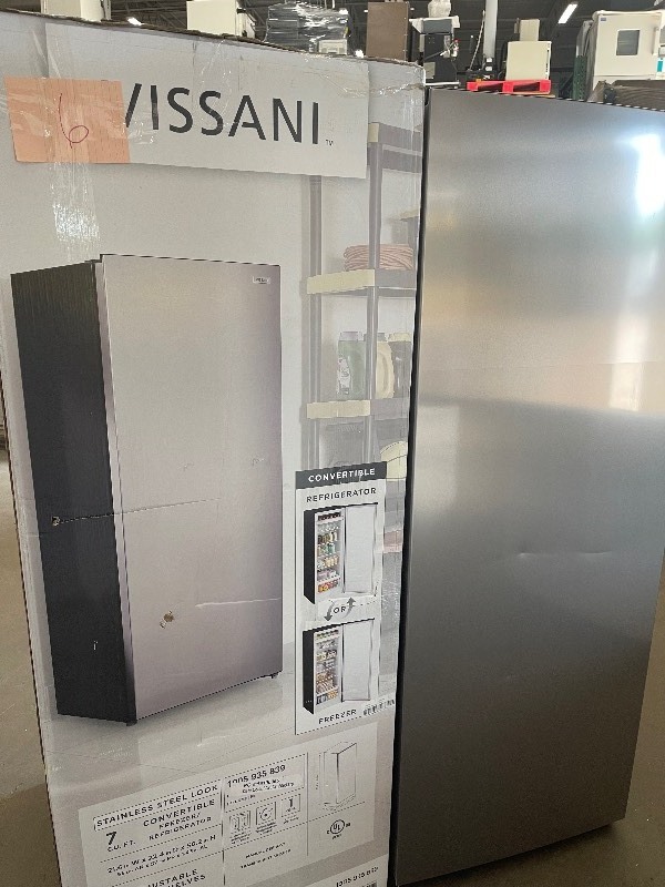 Vissani 7 cu. ft. Convertible Upright Freezer/Refrigerator in Stainless  Steel Garage Ready Alight dents and scratch review pictures customer return, KX REAL DEAL MAJOR APPLIANCES FLOORING TOOLS AND MORE MPLS AUCTION