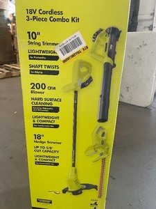 RYOBI String Trimmer, Hedge Trimmer  Blower ONE 18V W (2) Batteries  Charger