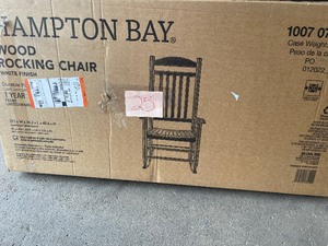 Hampton Bay White Wooden Outdoor Rocking Chair