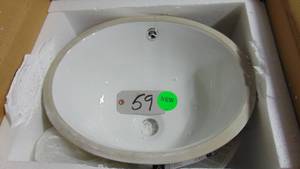 lot 59 image: Swiss Madison  Monaco 16.5 in. Oval Under-Mount Bathroom Sink in White Model # SM-UM629 UPC Code # 858169007275