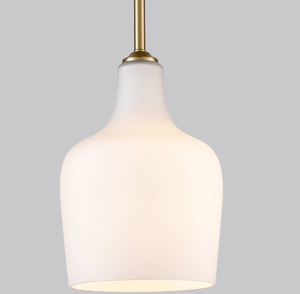 lot 88 image: Rod Hung Pendant Light Gold-Opal