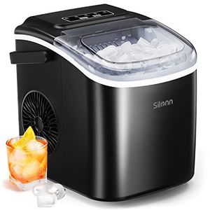 lot 95 image: Silonn Countertop Ice Maker 9 Cubes Ready in 6 Mins 26lbs in 24Hrs Self-Clean