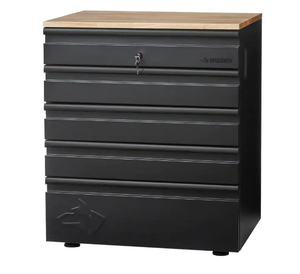 lot 1 image: Husky Heavy Duty 18-Gauge Steel 5-Drawer Black Garage Base Cabinet Model # HTC100007 UPC Code # 6926697045152