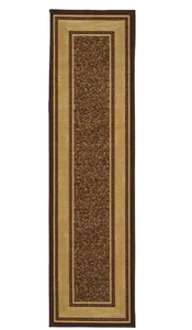 lot 4 image: Ottomanson Ottohome Collection Brown Non-Slip Rubberback Bordered Design 3x10 Indoor Runner Rug, 2 ft. 7 in. x 9 ft. 10 in. Model # OTH2208-3X10 UPC Code # 752423709090