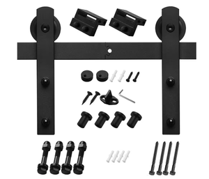lot 14 image: Boyel Living 5 ft.60 in. Black Sliding Barn Door Track and Hardware Kit with I-Shape Hanger For Single Door Model # X002AGRRLD-LTC UPC Code # 782895247233