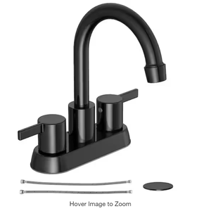 lot 27 image: Garrick 4 in. Centerset 2-Handle High-Arc Bathroom Faucet in Matte Black  Model # 4512723O UPC Code #  6974997630103