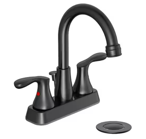 lot 54 image: Deveral 4 in. Centerset 2-Handle High-Arc Bathroom Faucet in Matte Black  Model # 4512963O UPC Code #  6974997630141