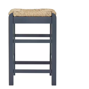 lot 72 image: Dorsey Midnight Blue Backless Wood Counter Stool with Woven Rush Seat Model # ST1809126-NMID UPC Code # 893507380948