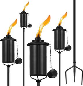 lot 77 image: ZSZMFH 4 Pack Metal Torch for Outside, 16oz Outdoor Metal Torch Garden Dcor,59-Inch Upgraded Citronella Torches with 3-Prong Grounded Stake,