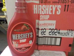 lot 185 image: 10 - 22 oz Hersheys Strawberry Fla...