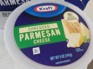 lot 308 image: 4 - 5 oz pkgs Kraft Shredded Parmesan Cheese Refrigerated