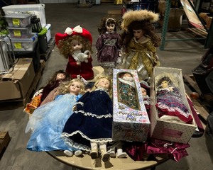 Assorted porcelain dolls