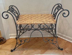 lot 30 image: Metal Ornate Stool with Woven Top