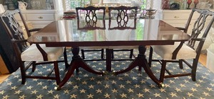 lot 2 image: Extraordinary Extra Long Dining Table with 8 Chairs by Kindel Furniture