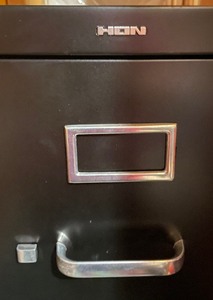 lot 100A image: Black Metal 4 Drawer File Cabinet