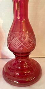 lot 15 image: Pair of Vintage Pink Vintage Glass Candle Holders