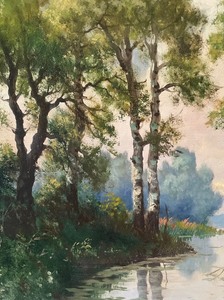 lot 26 image: Dutch Countryside Original Oil on Canvas Painting by Pinter