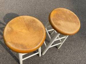 lot 107 image: Two Wooden Bar Stools