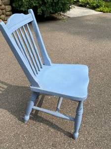 lot 110 image: Vintage Wooden Blue Painted Spindle Backed Chair