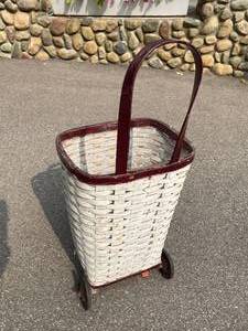 lot 112 image: Vintage Wicker Rolling Decorative Basket