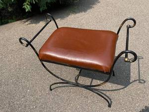 lot 166 image: Metal Bench with Padded Seat