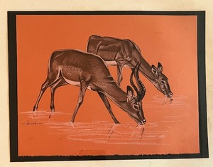 lot 86 image: Original Antelope Framed Art by Allen Charco