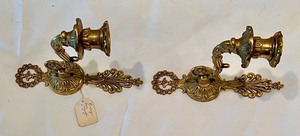 lot 88 image: Pair of Antique French Brass Wall Candle Holders
