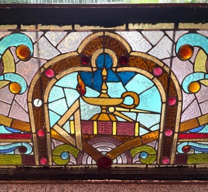 lot 4 image: Vintage Stained Glass Window