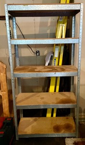 lot 250 image: Five Shelf Metal and Wood Storage Rack