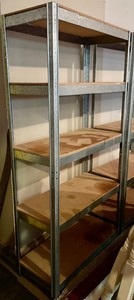 lot 251 image: Five Shelf Metal and Wood Storage Rack