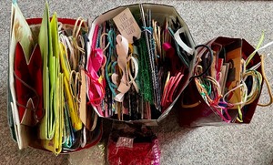 lot 273 image: Giant Grouping of Gift Bags, Raffia and Twine