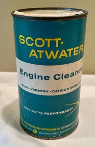 lot 278 image: Vintage Mobil Outboard Oil and Scott-Atwater Engine Cleaner Cans
