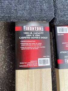 lot 400 image: Two Irorntron 1000 Lb Capacity Carpeted Movers Dollys In New Condition