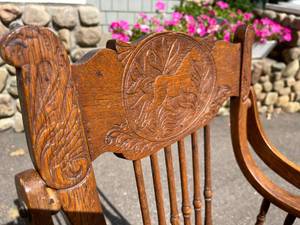 lot 406 image: Vintage Ornate Wooden Highchair