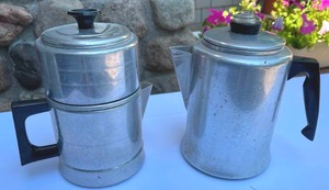 lot 423 image: Two Vintage Coffee Percolators with One Having a Glass Top