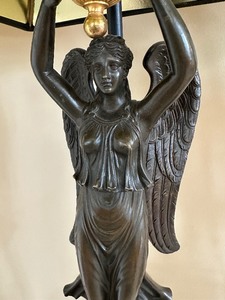 lot 4A image: Pair of Antique Angel Figurine Table Lamps
