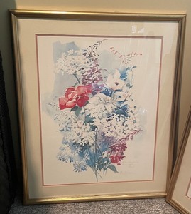 lot 450 image: Two Floral Prints by Cecile Johnson